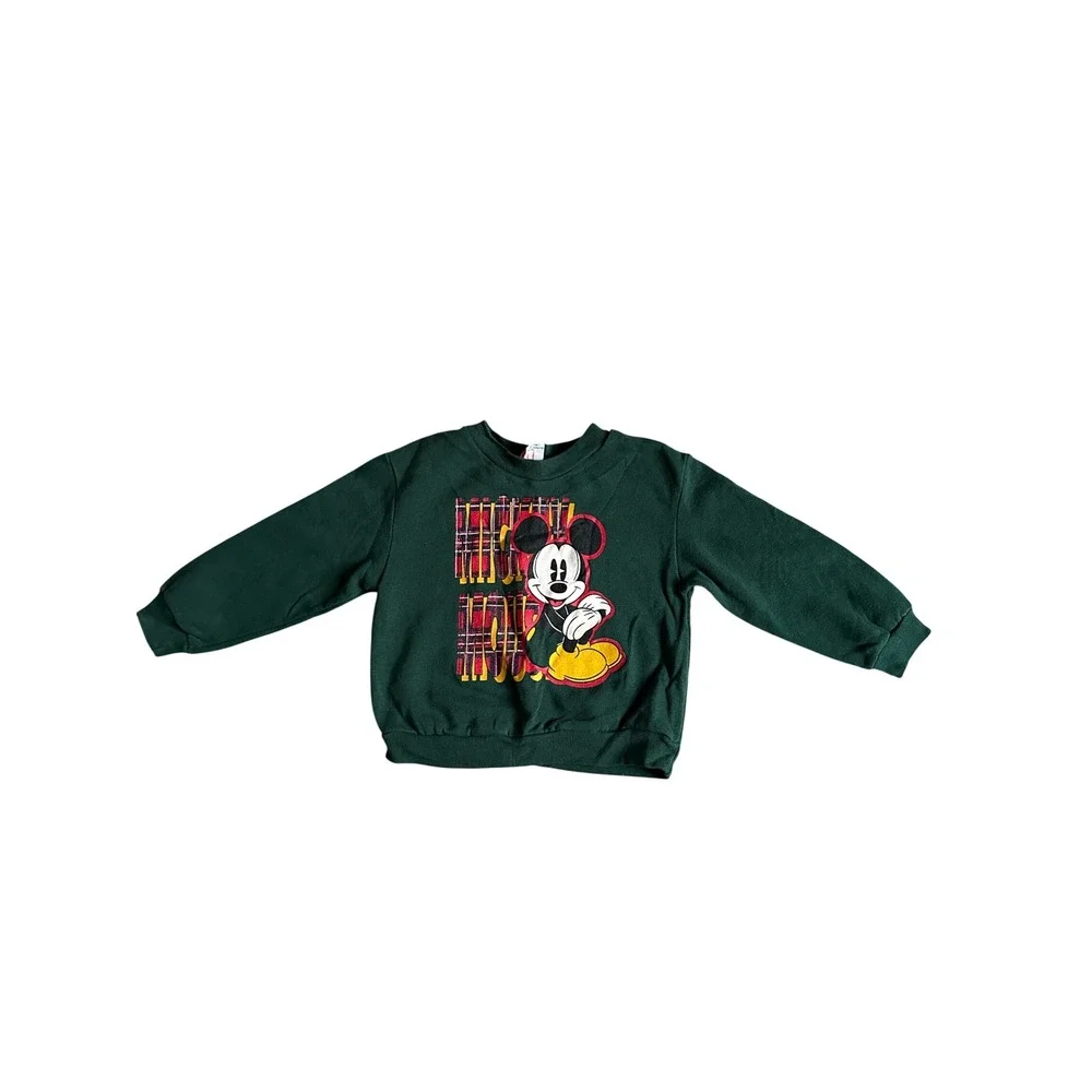 Vintage Mickey & Co Mickey Mouse Tartan Plaid Sweatshirt Toddler 3 Disney 90s